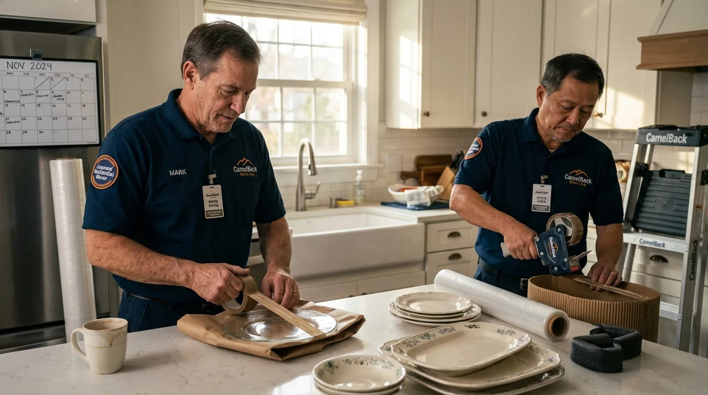 Professional crew packing kitchen dishware in Tucker, GA